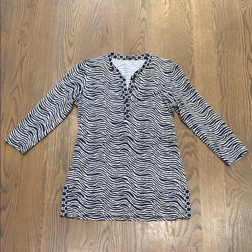 J. McLaughlin White and Blue Tunic - S
